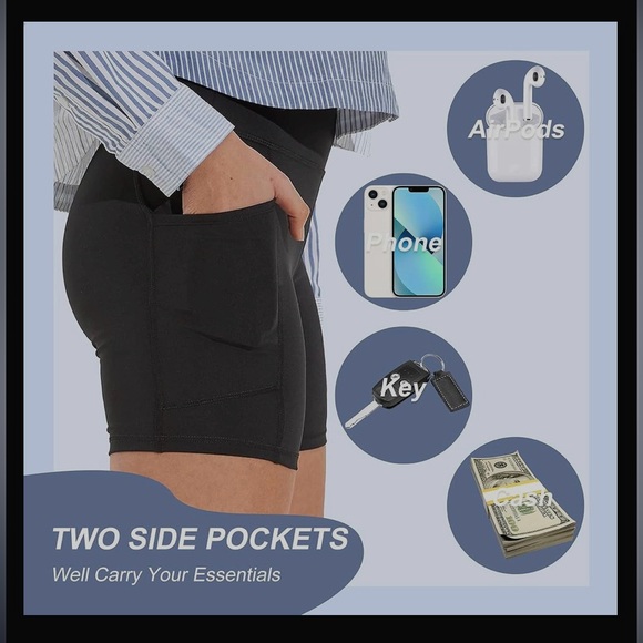 NWOT CAMPSNAIL Biker Shorts w/ Pockets  High Waisted Workout Spandex Yoga Shorts - Picture 3 of 10